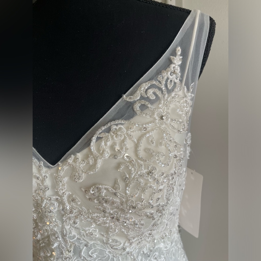 Galina SZ 10 Ivory Illusion V-Neck Wedding Dress with Embellishment STYLE SWG675 - Picture 7 of 16